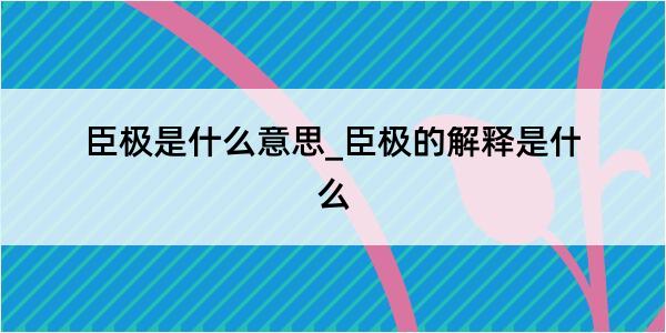 臣极是什么意思_臣极的解释是什么