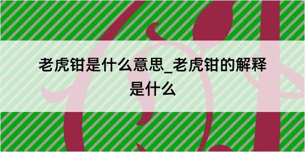 老虎钳是什么意思_老虎钳的解释是什么