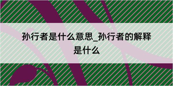 孙行者是什么意思_孙行者的解释是什么