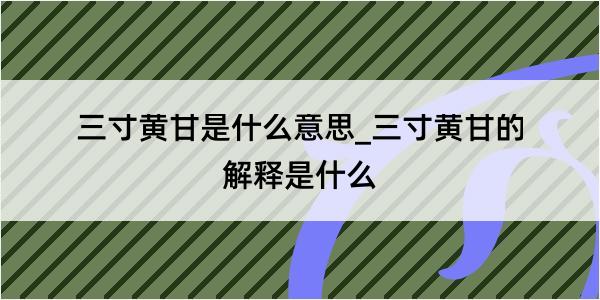 三寸黄甘是什么意思_三寸黄甘的解释是什么