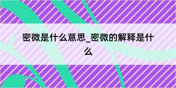 密微是什么意思_密微的解释是什么