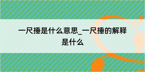 一尺捶是什么意思_一尺捶的解释是什么