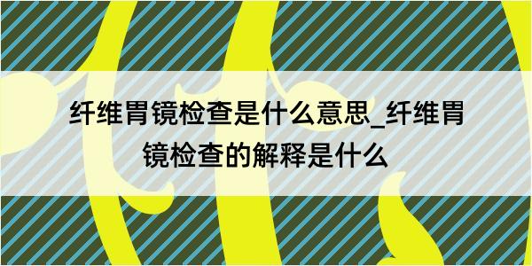 纤维胃镜检查是什么意思_纤维胃镜检查的解释是什么