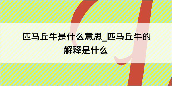 匹马丘牛是什么意思_匹马丘牛的解释是什么