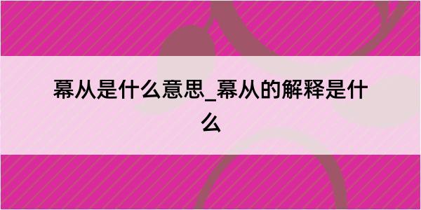 幕从是什么意思_幕从的解释是什么