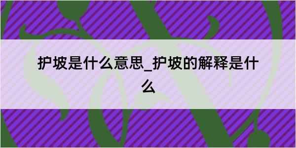 护坡是什么意思_护坡的解释是什么