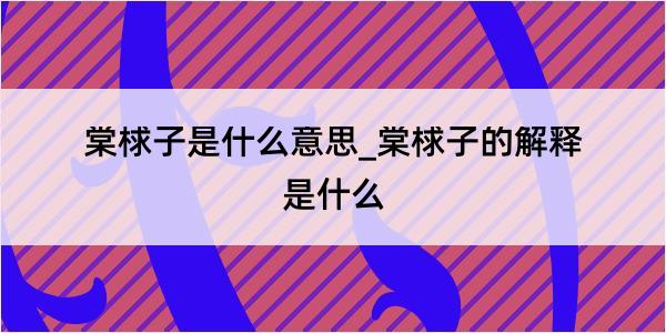 棠梂子是什么意思_棠梂子的解释是什么