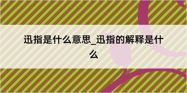 迅指是什么意思_迅指的解释是什么