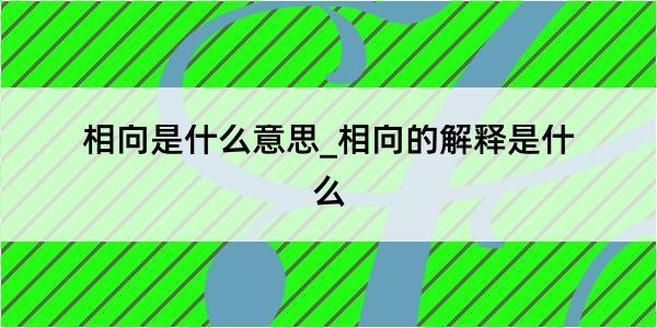 相向是什么意思_相向的解释是什么