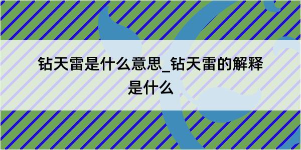 钻天雷是什么意思_钻天雷的解释是什么