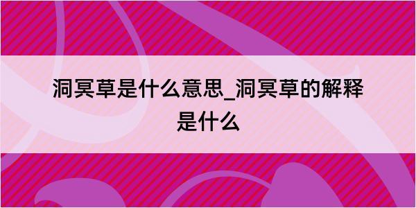 洞冥草是什么意思_洞冥草的解释是什么