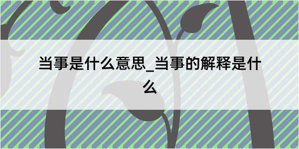 当事是什么意思_当事的解释是什么