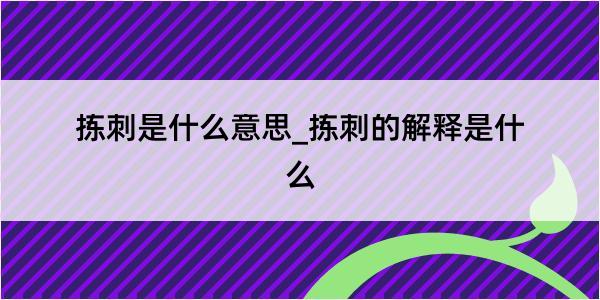 拣刺是什么意思_拣刺的解释是什么