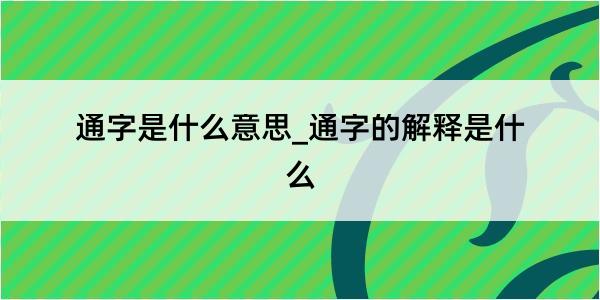 通字是什么意思_通字的解释是什么