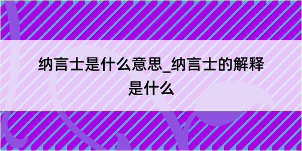 纳言士是什么意思_纳言士的解释是什么