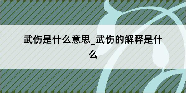 武伤是什么意思_武伤的解释是什么