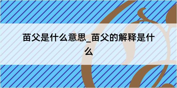 苗父是什么意思_苗父的解释是什么