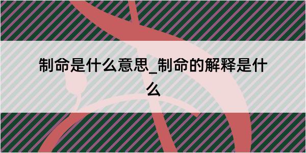 制命是什么意思_制命的解释是什么