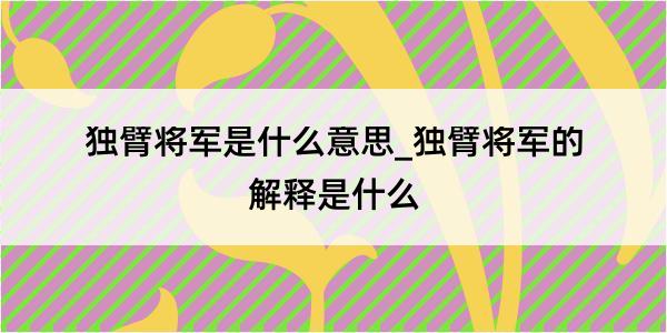 独臂将军是什么意思_独臂将军的解释是什么