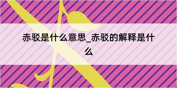 赤驳是什么意思_赤驳的解释是什么