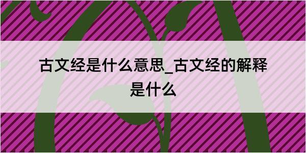 古文经是什么意思_古文经的解释是什么