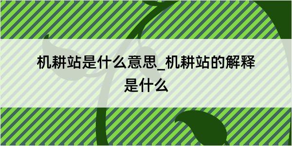 机耕站是什么意思_机耕站的解释是什么