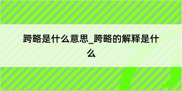 跨略是什么意思_跨略的解释是什么