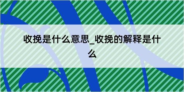 收挽是什么意思_收挽的解释是什么