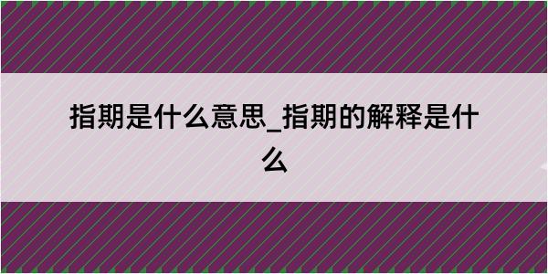 指期是什么意思_指期的解释是什么