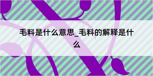 毛料是什么意思_毛料的解释是什么