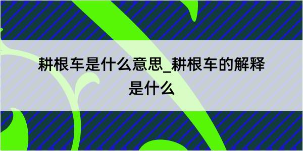 耕根车是什么意思_耕根车的解释是什么