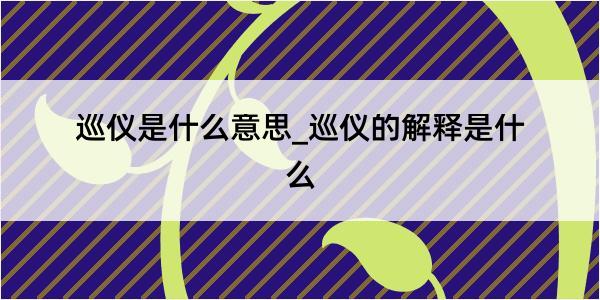 巡仪是什么意思_巡仪的解释是什么