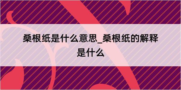 桑根纸是什么意思_桑根纸的解释是什么