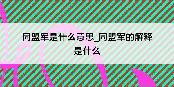 同盟军是什么意思_同盟军的解释是什么