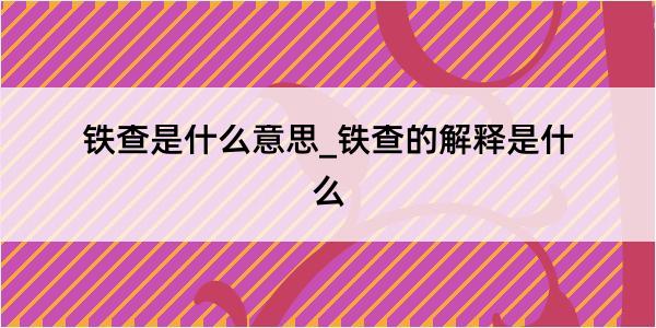 铁查是什么意思_铁查的解释是什么