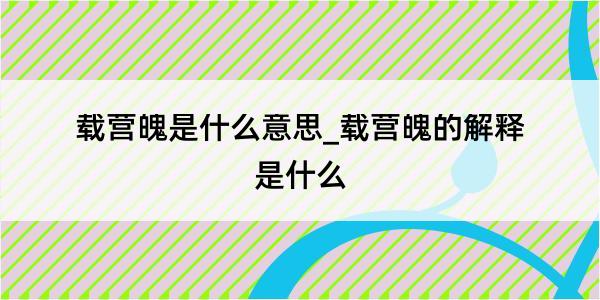 载营魄是什么意思_载营魄的解释是什么