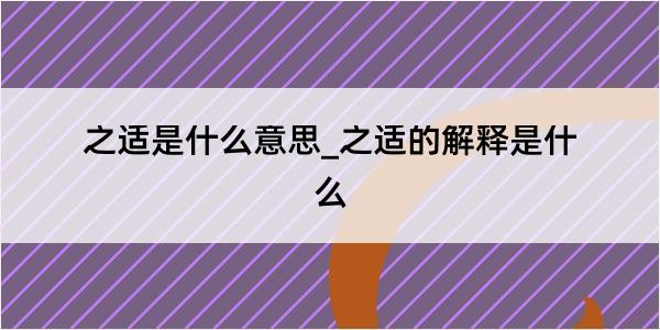 之适是什么意思_之适的解释是什么