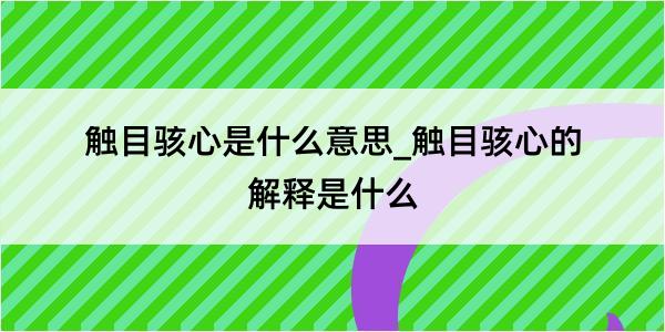 触目骇心是什么意思_触目骇心的解释是什么