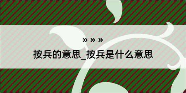 按兵的意思_按兵是什么意思