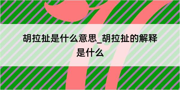 胡拉扯是什么意思_胡拉扯的解释是什么