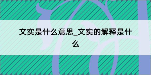 文实是什么意思_文实的解释是什么