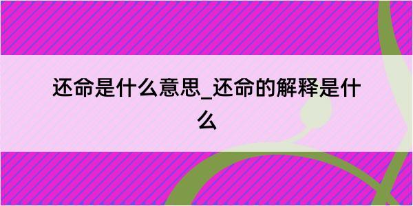 还命是什么意思_还命的解释是什么