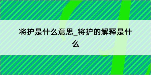 将护是什么意思_将护的解释是什么