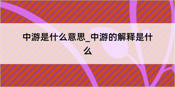 中游是什么意思_中游的解释是什么