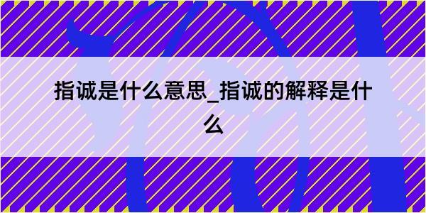 指诚是什么意思_指诚的解释是什么