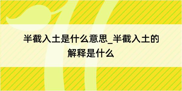 半截入土是什么意思_半截入土的解释是什么