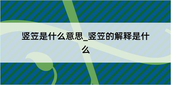 竖笠是什么意思_竖笠的解释是什么