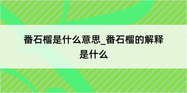 番石榴是什么意思_番石榴的解释是什么