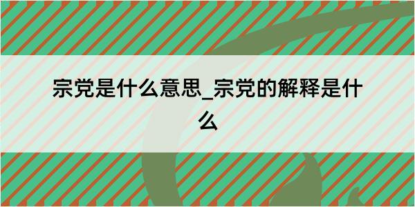 宗党是什么意思_宗党的解释是什么