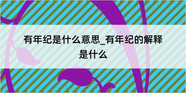 有年纪是什么意思_有年纪的解释是什么